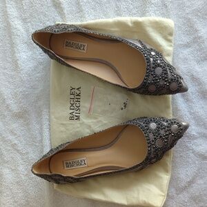 Badgley Mischka silver and jewel flats